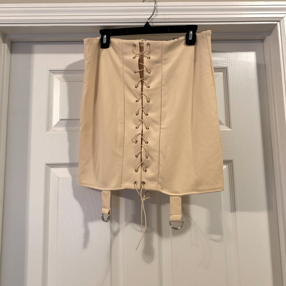 Stone Lace Up Strap Mini Skirt